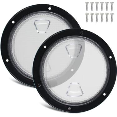 Imagem de Escotilha de barco de 10 cm, 2 unidades, placas de convés de barco, escotilha de inspeção antiderrapante redonda com tampa removível transparente, escotilha de acesso marítimo para trailer, barco,