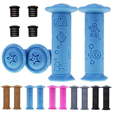 Imagem de Pegas de bicicleta infantil 4 peças - Punhos de guidão TPE ecológicos para bicicletas/triciclos/bicicletas de equilíbrio, design de desenho animado antiderrapante, alças curtas de 10,4 cm (idades 2-9