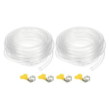 Imagem de PATIKIL Tubo de vinil PVC, 2 peças de tubo de plástico transparente flexível de 5/40.6 cm ID x 3/20.3 cm OD com 4 braçadeiras de mangueira, tubo de linha de mangueira para mangueira de vinil