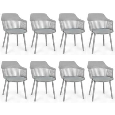 Imagem de Kit 8 Cadeiras de Jantar Estofada Marcela (Cinza)