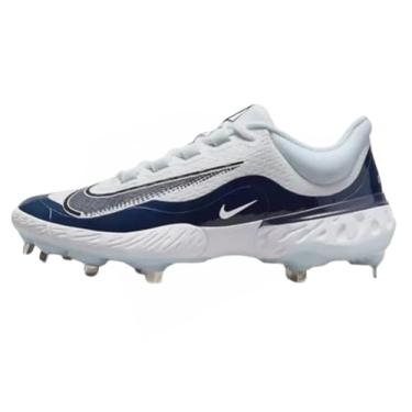 Imagem de Nike Chuteira de beisebol masculina Alpha Huarache Elite 4 Low (Team) (DR6), Branco/platina pura, preto, azul marinho universitário, 13