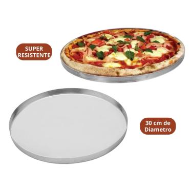 Imagem de Forma de Pizza Assadeira Travessa Tabuleiro Bandeja de Alumínio Resistente Grande Redonda 30cm