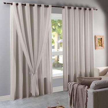 Imagem de Branyl, Cortina Voil Trabalhado Rustik, Altura 2.50 m x Largura 3 m, Bege