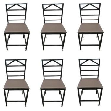 Imagem de Kit 6 Cadeiras Gaby Reforçadas Cozinha Sala Jantar Estilo Industrial -
