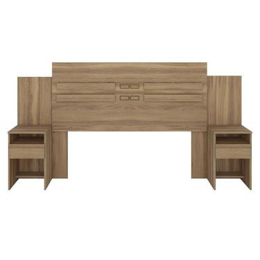 Imagem de Cabeceira Cama Casal Extensível Triunfo Com 2 Mesas De Cabeceira Amêndola - Demóbile Amêndola