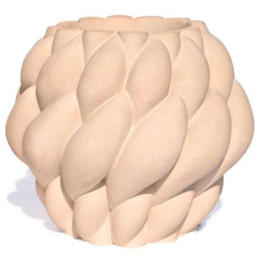 Imagem de Vaso Decorativo Novelo 13cm Em Cimento Artesanal Sala E Cozinha Palha