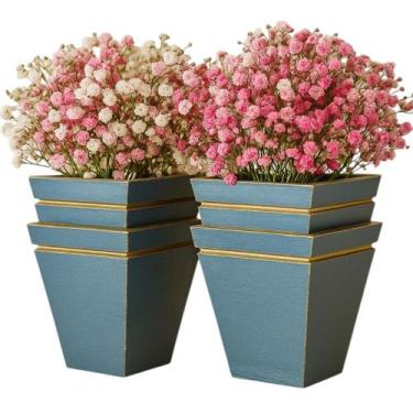 Imagem de Kit 4 Vasos De Plantas Quadrado 11cm Pequenos MDF Cachepo - P.A BRINQU