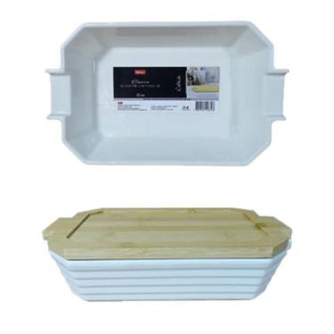 Imagem de Travessa Retangular 36cm Com Tampa Bambu Galway - Wellmix