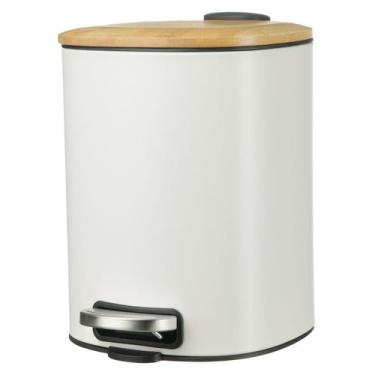 Imagem de Lixeira 5 Litros Bambu Metal Cesto De Lixo Cozinha Banheiro - PGB