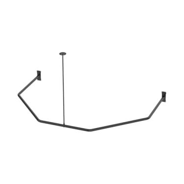 Imagem de Naiture varão de cortina de chuveiro em forma de D 137 x 91 cm com suporte vertical de teto de 91 cm, aço inoxidável, acabamento preto