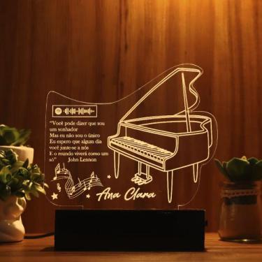 Imagem de Luminária Abajur Piano Spotify Música LED Amarelo - Bold