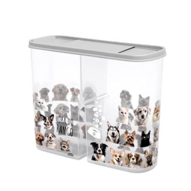 Imagem de Pote Com Tampa Dispenser Portátil Ração Gato Cão Duplo Multiuso (Preto)