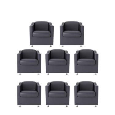 Imagem de Kit 8 Poltronas Bia Decorativa Reforçada Recepção Clínica Salão Sala De Estar Courino