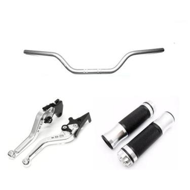 Imagem de Kit Guidão 22mm Manopla Fenix Manete Yes 125 - Stark Race, Prata