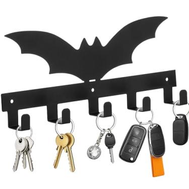 Imagem de Shimeyao Toalheiro gótico para decoração de parede para quarto de morcego, suporte de parede, ganchos para roupas 33,4 x 13,5 cm, 5 ganchos de liga para bolsas pequenas, guarda-chuvas, chaves, chapéus