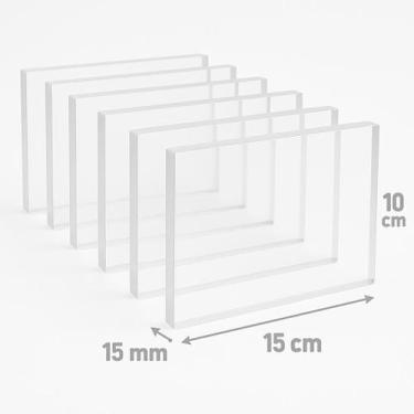 Imagem de Kit 5 Chapa Placa De Acrílico 15mm 10x15 cm Cristal Polido - Capa Cert
