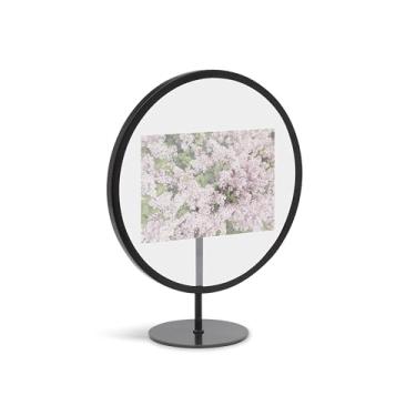 Imagem de Porta Retrato Circular Decorativo para Mesa e Parede para Fotos 10 x 15 cm, Umbra, Preto