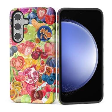 Imagem de Kapadiy Capa para Samsung Galaxy S24 [design de colagem de frutas de verão] - proteção dupla híbrida (silicone + policarbonato rígido) à prova de choque, capa protetora para homens e mulheres