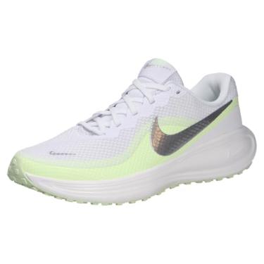 Imagem de Nike Tênis de corrida feminino Revolution 8 Road, Branco/prata metálico/pouco volt/volt, 39
