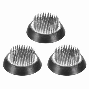 Imagem de PATIKIL 3 peças de sapos florais Kenzan, suporte de arranjo de flores de aço redondo de 5 cm, ferramenta fixa de pino arranjador para vaso de mesa, casamento, decoração de casa, prata/preto