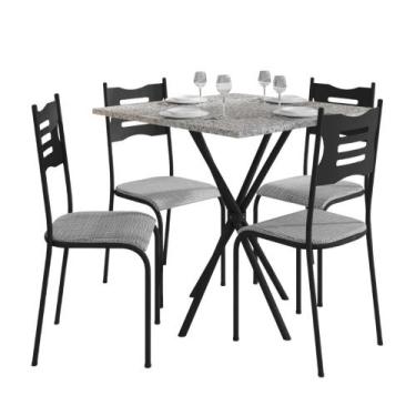 Imagem de Conjunto de Mesa com 4 Cadeiras Diamante Reta MDF 15mm Fibra - Galego 