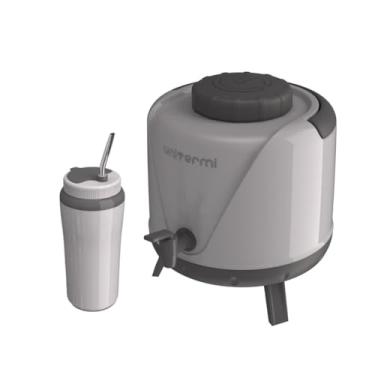 Imagem de Kit Tereré Botijão 5 Litros com Copo Cuia 650ml + Bomba Em Inox - Marfim