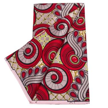 Imagem de HollandaisWax Tecido Africano Ankara Print Red Parttern Poliéster Material Glitter Kente Pano para Costura DIY 6660