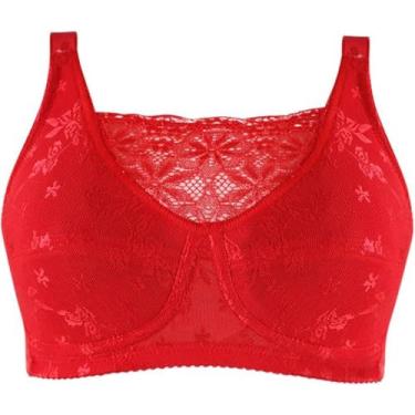 Imagem de Sutiã De Mastectomia De Algodão Bandeau Mulheres Pós Cuidados Cirúrgicos Bralettes Tube Top Com Bolsos De Prótese Roupa Interior Esportiva De Enfermagem, Red, 42B