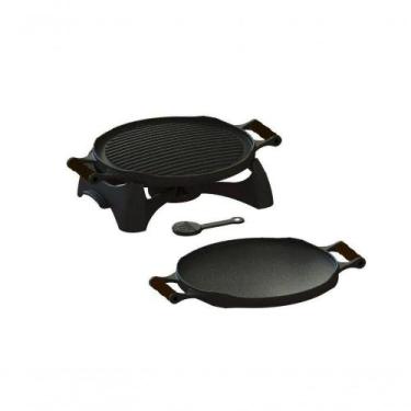 Imagem de Rechaud Redondo Dupla Face Ferro Alça Silicone Preta. - OUTRAS MARCAS