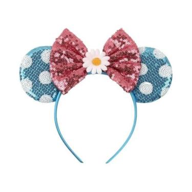 Imagem de Tiara De Orelhas De Rato Com Lantejoulas E Laço Para Meninas Com Pérol