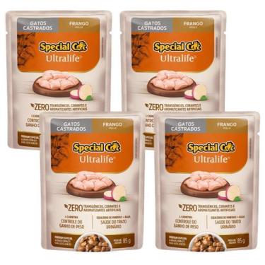 Imagem de Kit 4 Sachê Special Cat Ultralife Castrados Sabor Frango - 85g