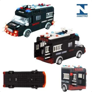 Imagem de Carrinho de Blocos de Montar Musica Farol Led - TOP KIDS, Preto swat