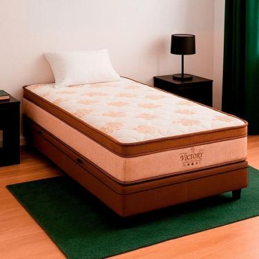 Imagem de Cama Box Baú Marrom Colchão Four Season Molas Vstore 78x188