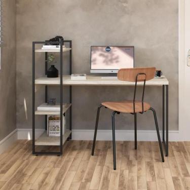 Imagem de Mesa c/Estante Alta 135X64X115cm C/03 Prateleiras - Metalig, Snow