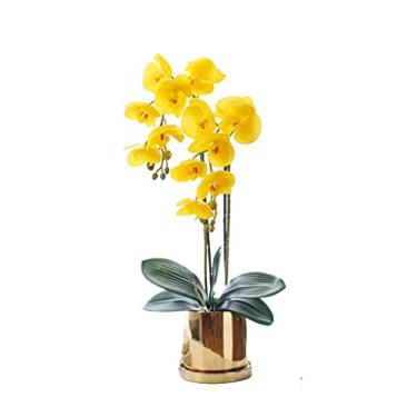 Imagem de DCYEQRQ Flores artificiais para decoração de orquídeas artificiais para decoração de flores artificiais Ikebana Arranjos artificiais Phalaenopsis para sala de estar, decoração de casa, fluxo