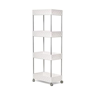 Imagem de Prateleiras para armazenamento 2, 3, 4 níveis, carrinho de rodinhas ajustável, organizador de carrinho de artesanato, com alça para cozinha, banheiro, móvel, multifuncional, carrinho de armazenamento