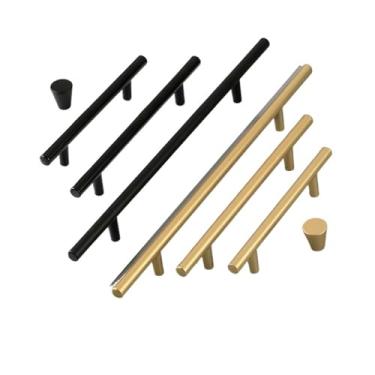 Imagem de Puxadores de porta de armário de cozinha de liga de alumínio puxadores de gaveta puxadores de porta de guarda-roupa puxadores de móveis ferragens 2 peças (preto 192 mm)