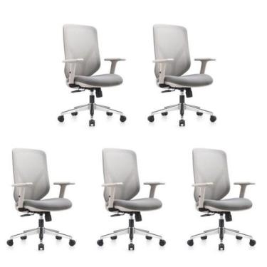 Imagem de Kit 5 Cadeiras Escritório Diretor NR17 Tela Mesh Gamma - Espresso Móve