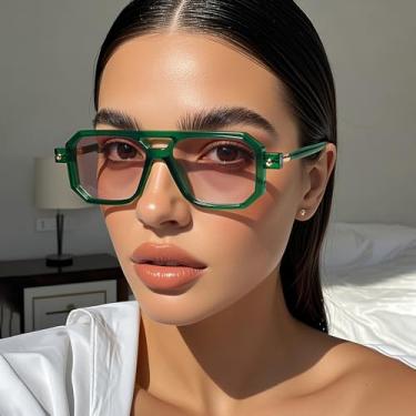 Imagem de Óculos de sol aviador femininos clássicos para mulheres homens quadrados anos 70 para dirigir e viajar, Laranja dégradé