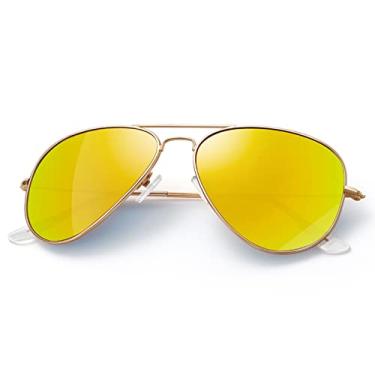 Imagem de Óculos de sol aviador clássicos para homens e mulheres, Mercúrio dourado/amarelo, One Size