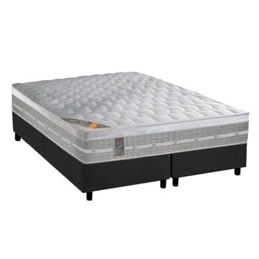 Imagem de Cama Box King: Colchão Molas Ensacadas Castor Premium Gel + Base Crc Suede Gray (193x203)