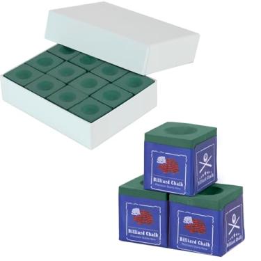 Imagem de Kmise Giz profissional para taco de piscina, 12 filhotes/48 filhotes, com caixa de armazenamento, pó fino, 4 cores, giz de taco de bilhar adequado para cada tamanho de ponta de taco (ciano, pacote com