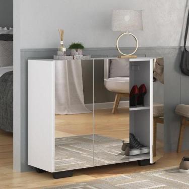 Imagem de Sapateira Com Espelho 3 Portas Nina Mp6023 Branca Preta - MULTIMOVEIS