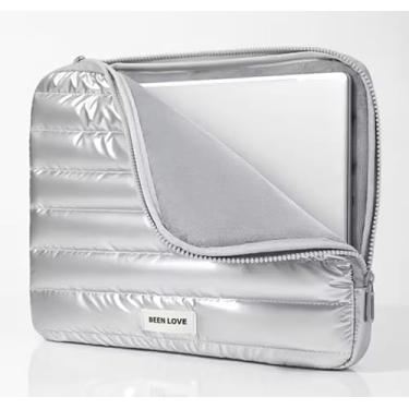 Imagem de Bolsa Para Notebook Computador Capa Acolchoada Puffer Prata