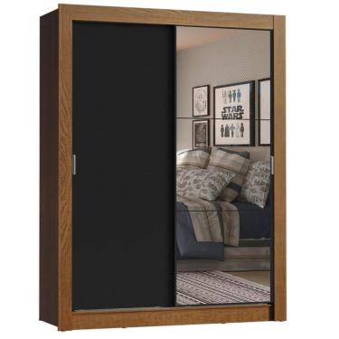 Imagem de Guarda Roupa Solteiro 2 Portas Correr Espelho Denver Madesa