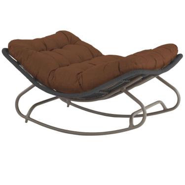 Imagem de Cadeira Balanço Viena Corda Náutica Para Jardim Sala Trama Preto