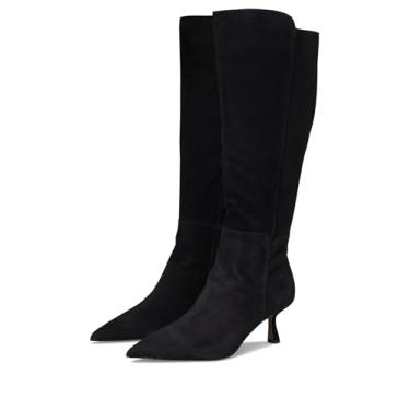 Imagem de Sam Edelman Bota de cano alto feminina Taylin, Panturrilha larga de camurça preta, 40