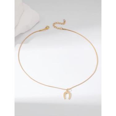 Imagem de Colar com pingente de ferradura dourada elegante, design minimalista para elevar as roupas do dia a dia