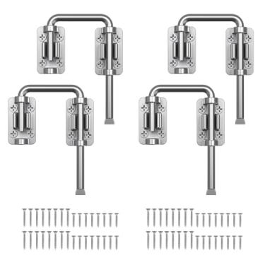 Imagem de SecureLatch Trava de porta deslizante, trava de porta de pátio de aço inoxidável de 2,36 polegadas para janela, celeiro, jardim, cerca, galpão, armário, portão duplo - trava de parafuso em U de