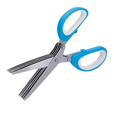 Imagem de Tesoura de Picotar Alimentos, temperos e papel com 5 lâminas(1 Unidade Azul)
